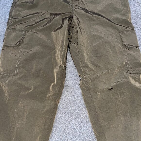 GOOD AMERICAN NYLON PARACHUTE CARGO JOGGER PANTS Chocolate Brown Size 2 = Medium - Picture 3 of 15
